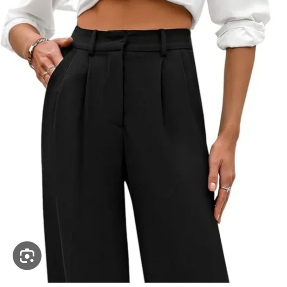 ANN TAYLOR NEW Black High-Waisted Wide Leg Ankle Pants Pleated Business Casual 8 - Picture 1 of 7
